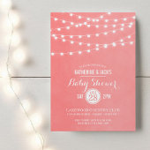 Coral String Lights Baby shower Invitation Kaart