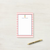 Coral Stripe anananas, gepersonaliseerd Post-it® Notes (Op bureau)