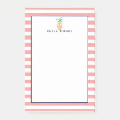 Coral Stripe anananas, gepersonaliseerd Post-it® Notes (Voorkant)