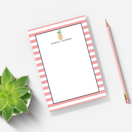 Coral Stripe anananas, gepersonaliseerd Post-it® Notes