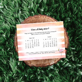 Coral Stripe Flamingo Baby Aankomst Voorspelling S Informatiekaartje