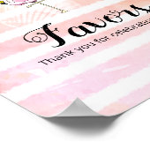 Coral Stripe Flamingo Baby Shower Favoren Poster (Hoek)
