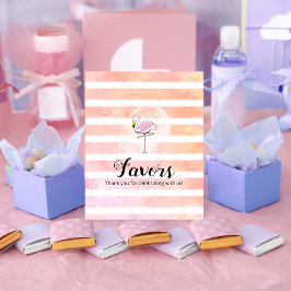 Coral Stripe Flamingo Baby shower Favors Poster