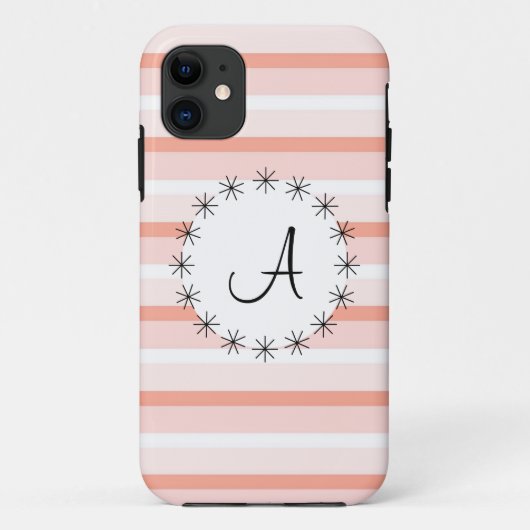 Coral Stripe 'Monogram' iPhone hoesje (Achterkant)