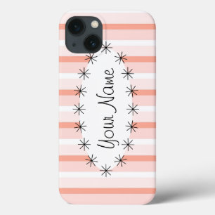 Coral Stripe oval ster 'Name' iPad case