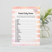 Coral Striped Flamingo Animal Baby Names Kaart (Staand voorkant)