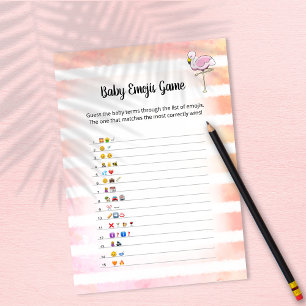 Coral Striped Flamingo Baby Emojis Game Kaart