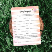 Coral Striped Flamingo Baby Language Shower Game Kaart