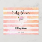 Coral Striped Flamingo boeken voor Baby shower spe Informatiekaartje (Achterkant)