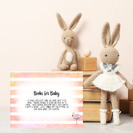 Coral Striped Flamingo boeken voor Baby shower spe Informatiekaartje