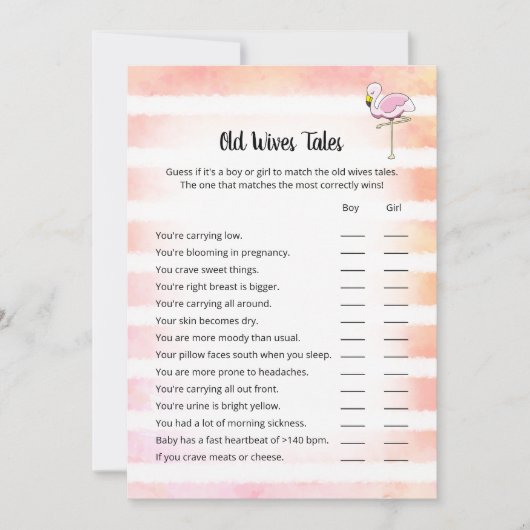 Coral Striped Flamingo Old Wives Tales Shower Kaar Kaart (Voorkant)