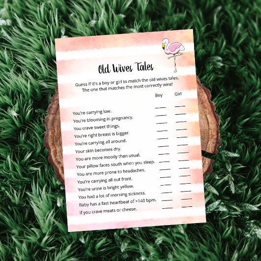 Coral Striped Flamingo Old Wives Tales Shower Kaar Kaart