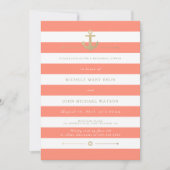 Coral Striped Nautical Rehearsal Dinner Invite Kaart (Voorkant)