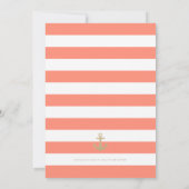 Coral Striped Nautical Rehearsal Dinner Invite Kaart (Achterkant)