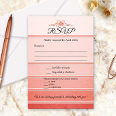 Coral Striped Ton sur Ton Wedding RSVP Kaart