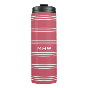 Coral Stripes aangepaste monogram tumbler Thermosbeker