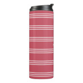 Coral Stripes aangepaste monogram tumbler Thermosbeker (Gedraaid links)