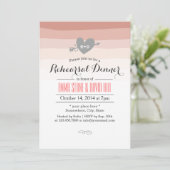 Coral Stripes Heart & Arrow Rehearsal Dinner Kaart (Staand voorkant)