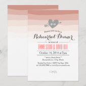 Coral Stripes Heart & Arrow Rehearsal Dinner Kaart (Voorkant / Achterkant)