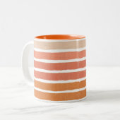 Coral Stripes Sinaasappel Stripes Tweekleurige Koffiemok (Voorkant links)