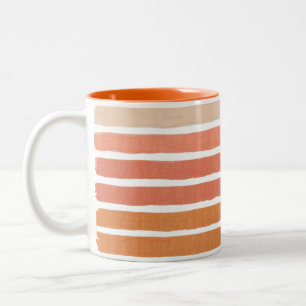 Coral Stripes Sinaasappel Stripes Tweekleurige Koffiemok
