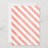 Coral Stripes Wedding Invitations Kaart (Achterkant)