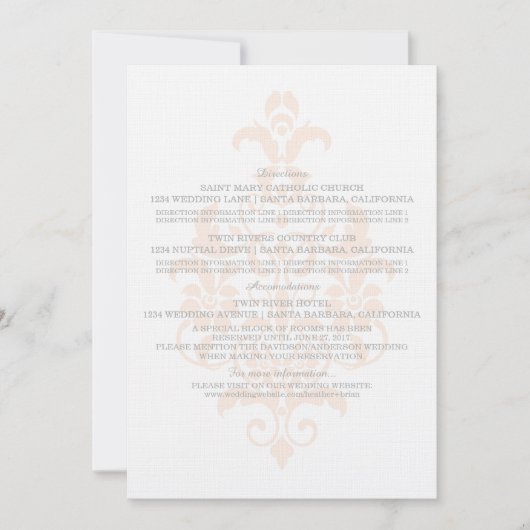 Coral Subtle Damask Informatiekaart Kaart (Voorkant)