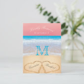 Coral Sunset Autumn Beach Wedding RSVP Briefkaart (Staand voorkant)