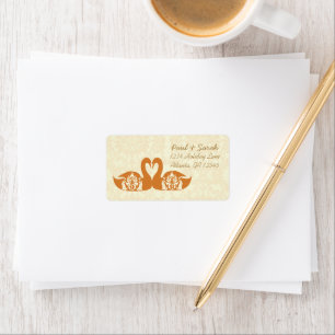 Coral Swan Damask Weddenschappen Etiket