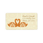 Coral Swan Damask Weddenschappen Etiket (Voorkant)