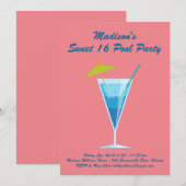 Coral Sweet 16 Pool Party Invitation Kaart (Voorkant / Achterkant)
