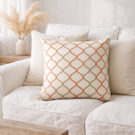Coral Tan Quatrefoil Pattern Moroccan Trellis   Kussen