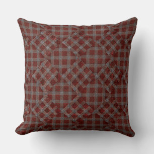 Coral tartan plaid mosaic throw pillow kussen