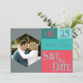 Coral & Teal Kleurblok STD Foto Plat Kaart (Staand voorkant)