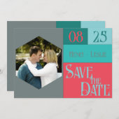 Coral & Teal Kleurblok STD Foto Plat Kaart (Voorkant / Achterkant)