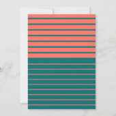 Coral Teal Striped 75th Birthday Party Invite Kaart (Achterkant)