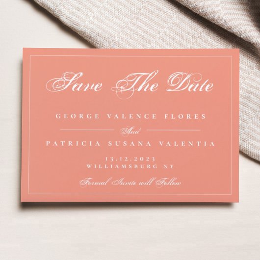 Coral Terracotta Boho Modern Elegant Foto Save The Date