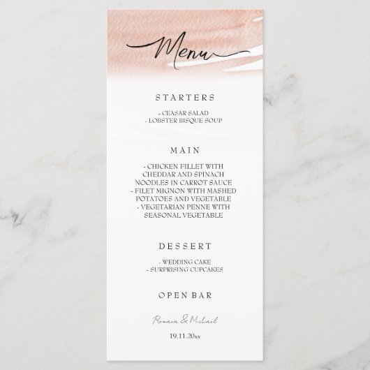 Coral Terracotta Elegant Menu (Voorkant)