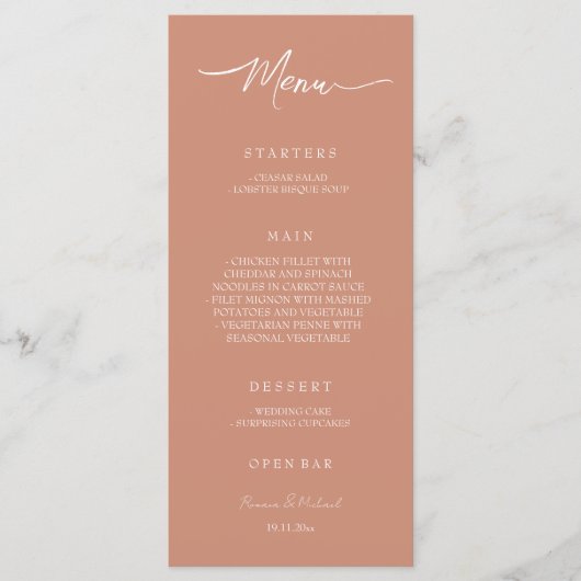 Coral Terracotta Elegant Menu (Voorkant)