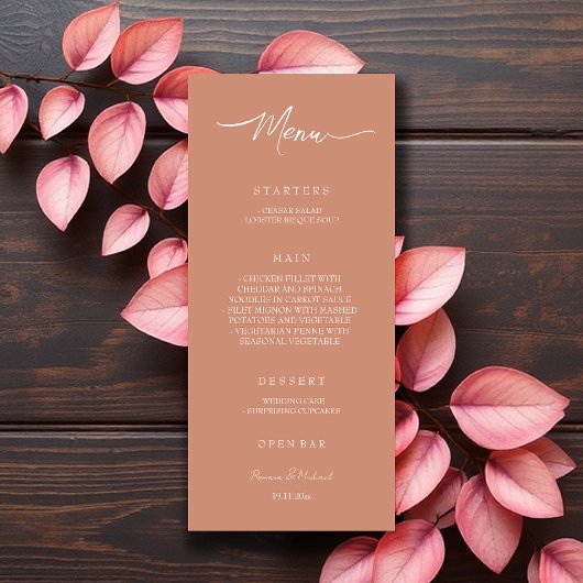Coral Terracotta Elegant Menu