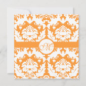 Coral Terracotta Oranje Damask Swirls Wedding Kaart (Achterkant)