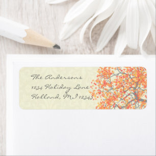 Coral Tree Damask Return-adres Etiket