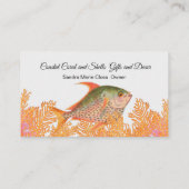 Coral Tropical Fish Black White Simple Coastation Visitekaartje (Achterkant)