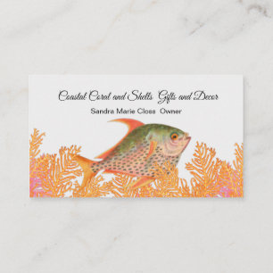 Coral Tropical Fish Black White Simple Coastation Visitekaartje