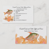 Coral Tropical Fish Black White Simple Coastation Visitekaartje (Voorkant / Achterkant)