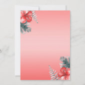 Coral Tropical Hibiscus & Leaves Party Uitnodiging (Achterkant)