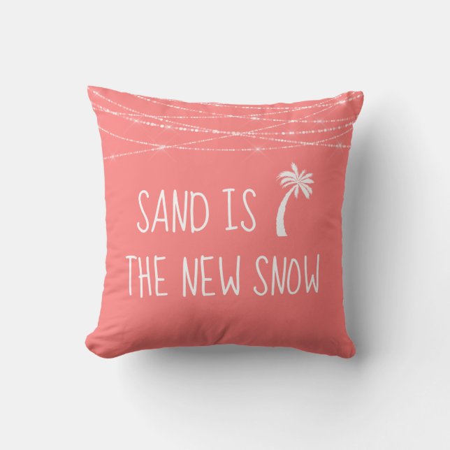 Coral Tropical Sand is de nieuwe sneeuwpalm Kussen (Voorkant)