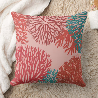 Coral & Turquoise AI kunst Kussen