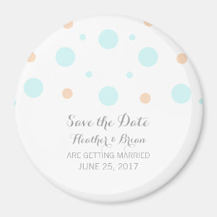 Coral Turquoise Confetti Save the Date Magnet
