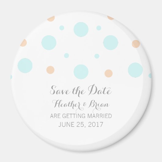 Coral Turquoise Confetti Save the Date Magnet (Voorkant)